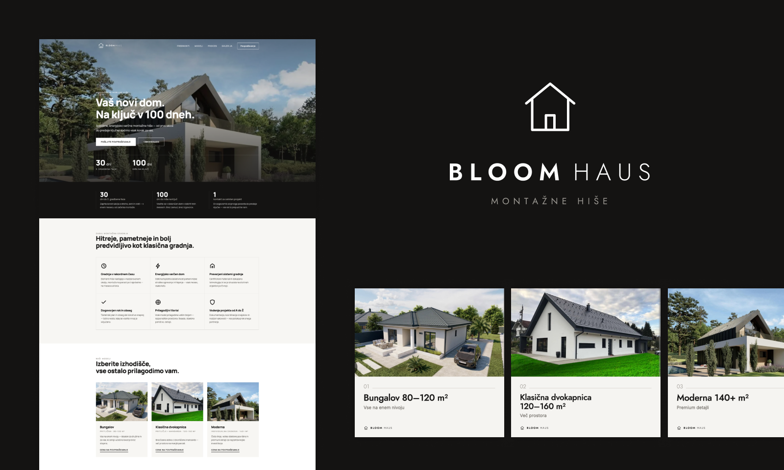 Logotip i izrada web stranice za Bloom Haus: pregled brenda i web stranice za prodaju montažnih kuća
