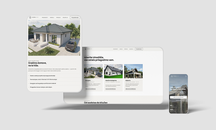 Izrada web stranica – agencija Bloom: web stranica za Bloom Haus na tabletu, računalu i mobitelu